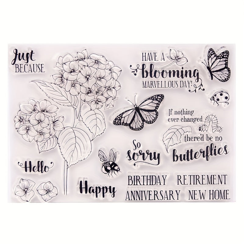 Butterflies Flowers Pattern Silicone Stamp DIY Scrapbook Photo Card Decor