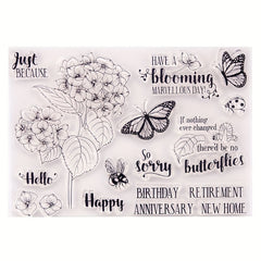 Butterflies Flowers Pattern Silicone Stamp DIY Scrapbook Photo Card Decor