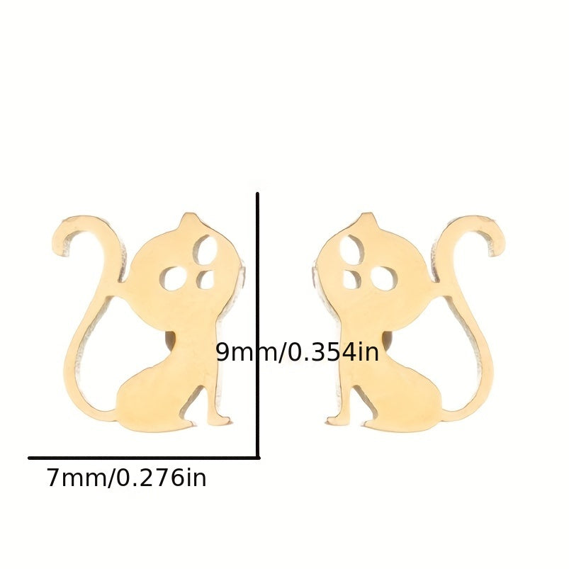 2pcs Men's Stainless Steel Mini Stud Earrings For Students