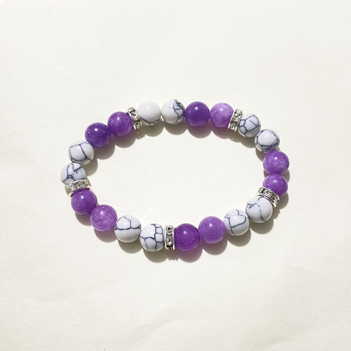 2pcs Amethyst Bracelet Pine Stone Beaded Hand String for Courage