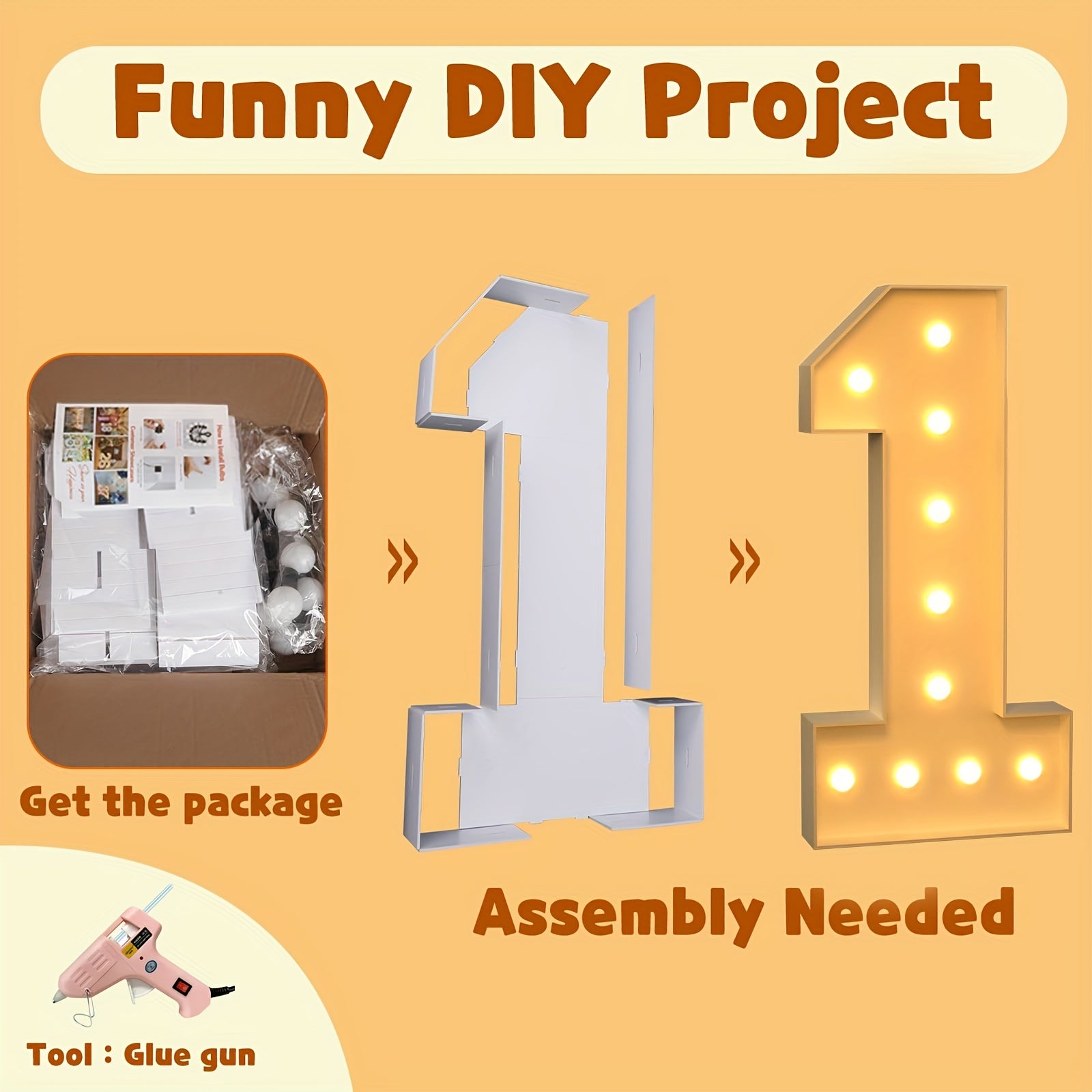 LED Number String Lights 0-9, 48in, 121 Luminous, Party Decoration