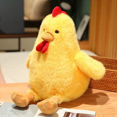 2pcs Rooster Plush Dolls Yellow Chicken Red Comb Stuffed Animals for Christmas