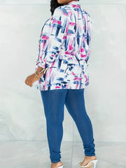  Tie Dye Long Sleeve Shawl Collar Blazer