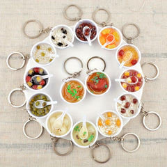 2PCS Mini Porcelain Bowl Keychain Food Model Accessories For Men