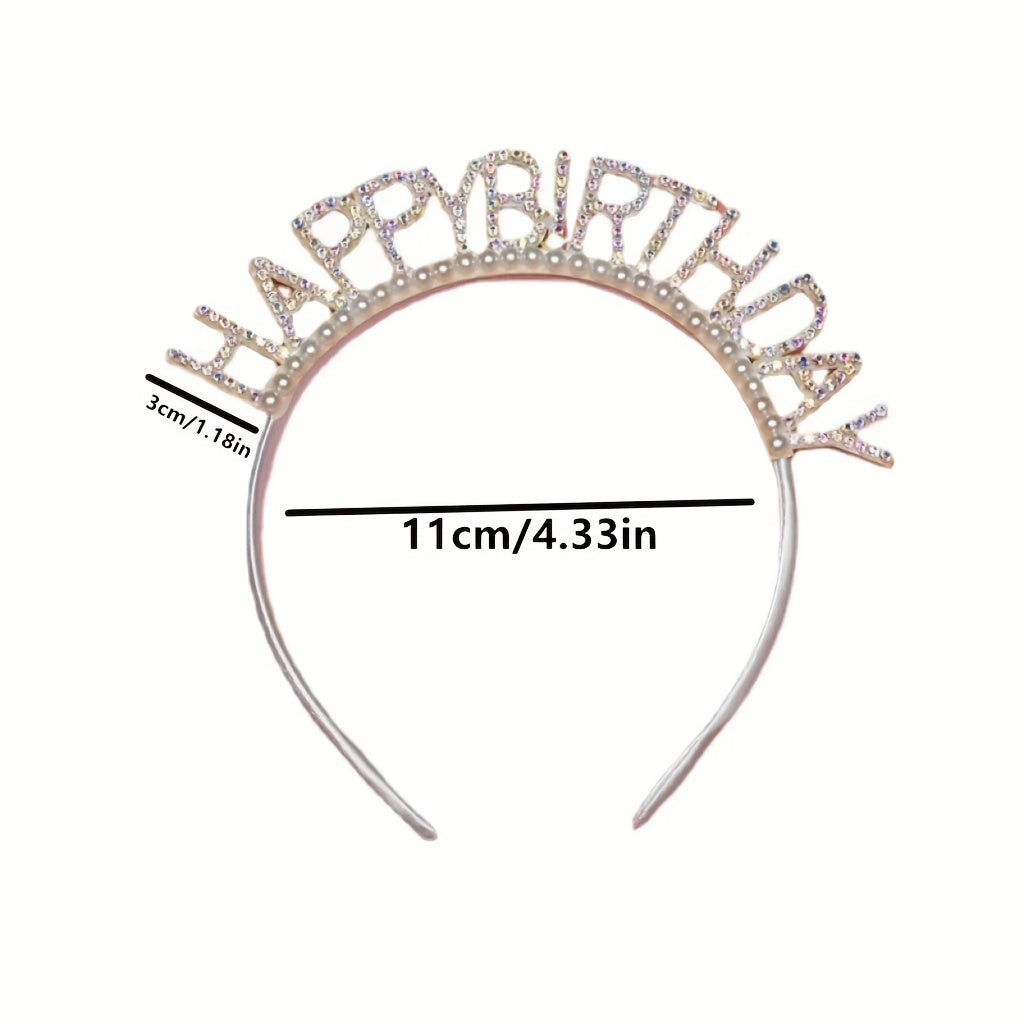 Rhinestone Decor Headband Hair Band For Party Sweet Crown Girls Women