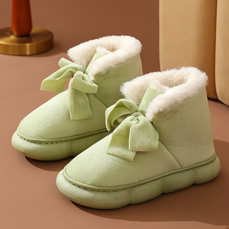 Women's Faux Fur Winter Snow Boots With Bow Decor