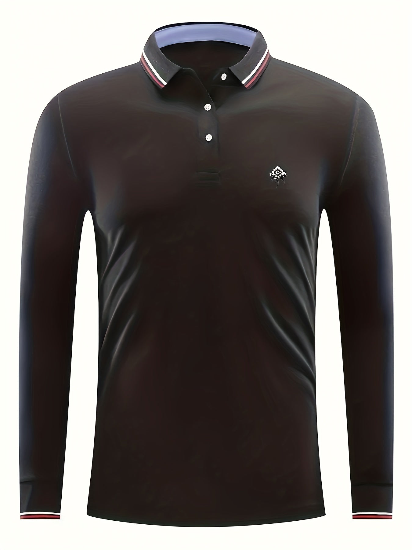 Men's Lightweight Printed Long Sleeve Polo Shirt for Spring Fall