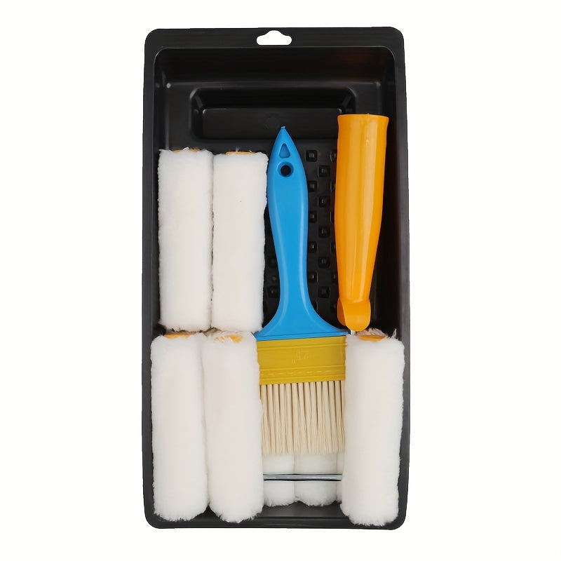 10-Piece Paint Roller Kit for Indoor Use - Frame, Tray, Covers, Brush
