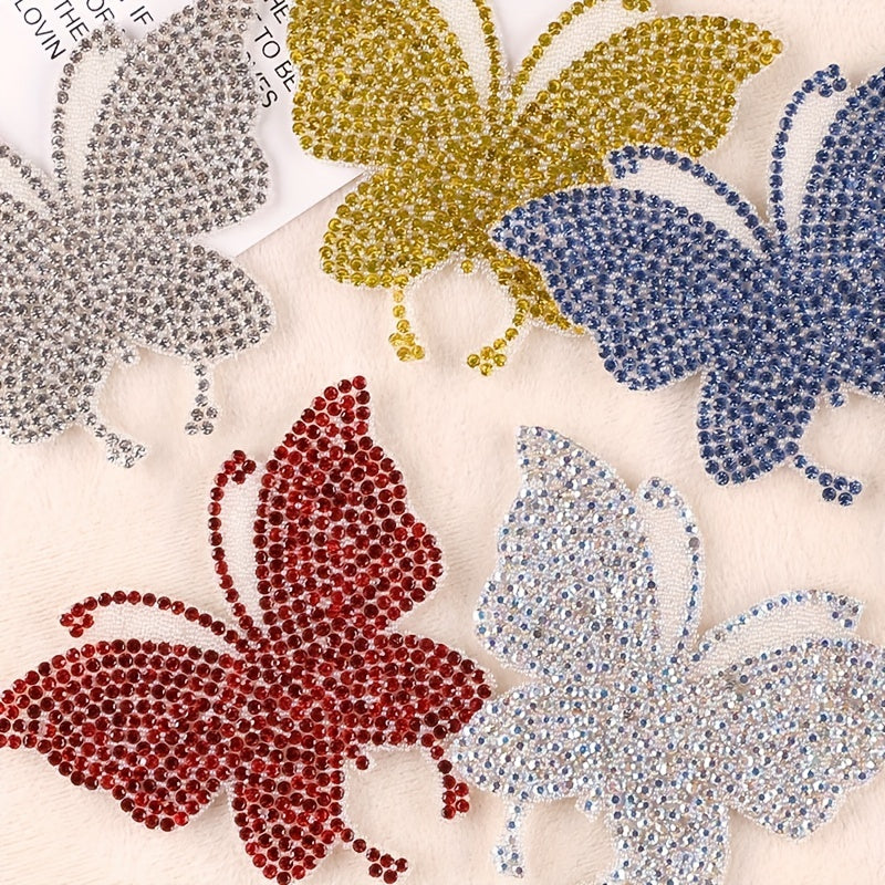 Colorful Rhinestone Butterfly Iron On Patches