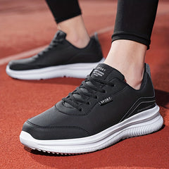 Men's PU Leather Lace up Sneakers Casual Walking Shoes Comfortable And Breathabl