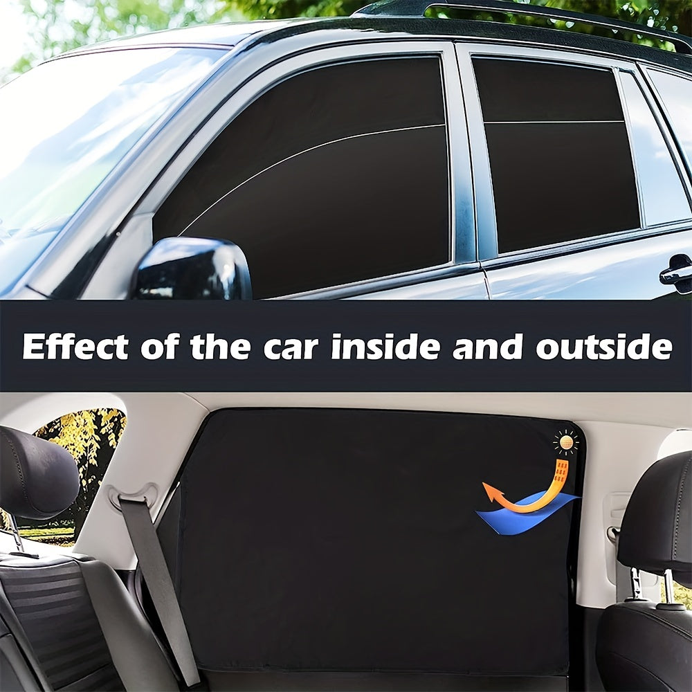 Car Side Window Sunshades Set with Hidden Magnetic Silvery Curtains