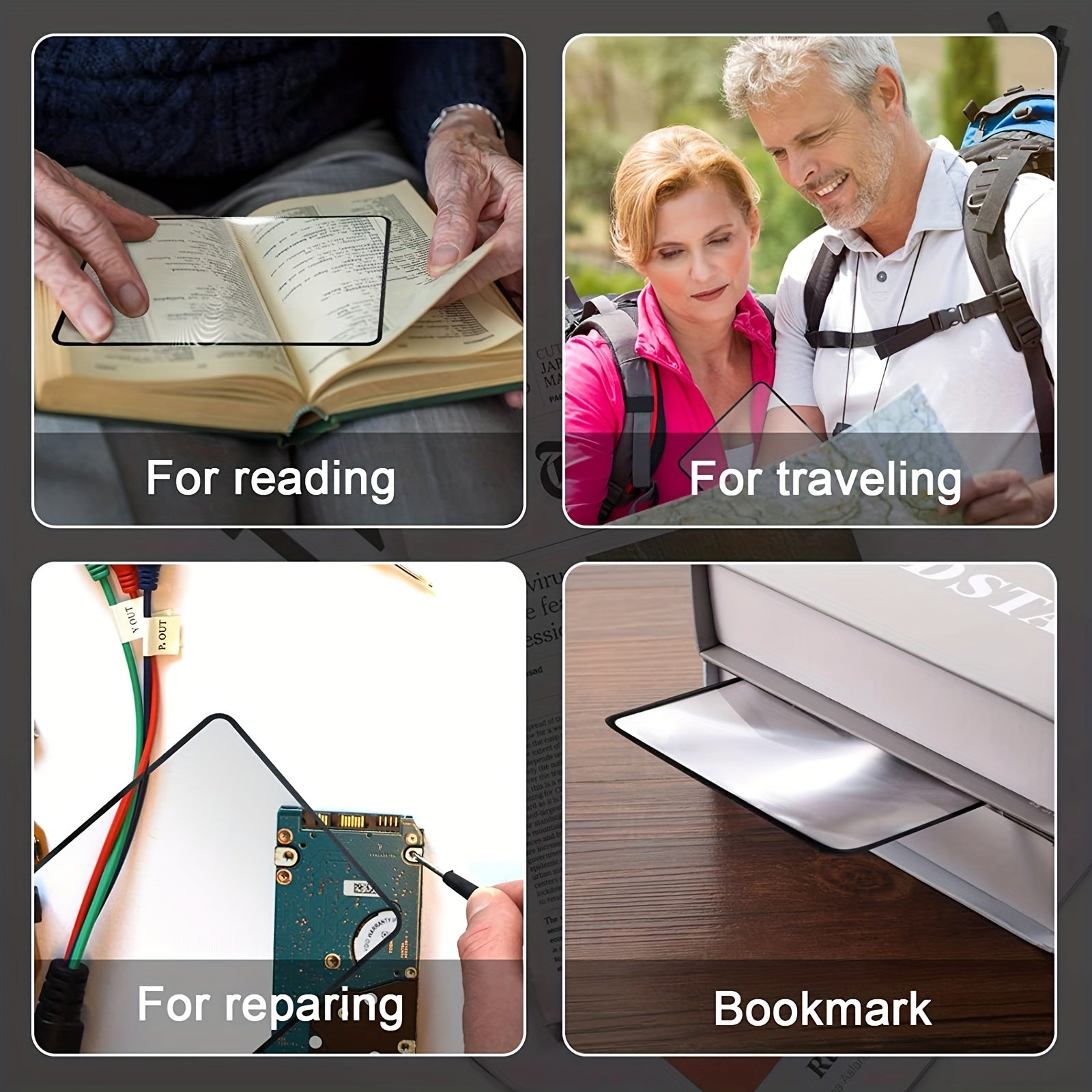 Large Area Ultra thin Magnifying Glass for Elderly & Students