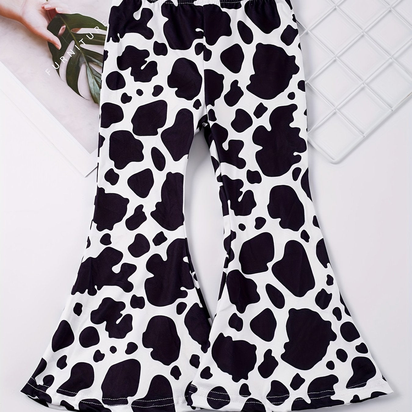 Cow Slim Flare Leg Pants for Toddler Girls