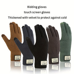 Men's Thick Windproof Knitted Gloves for Winter Outdoor Activities