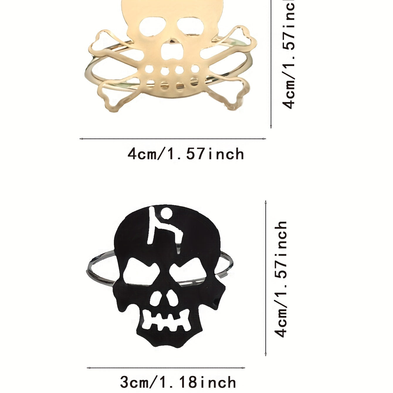 2pcs Skull Shape Metal Napkin Rings Halloween Table Decor