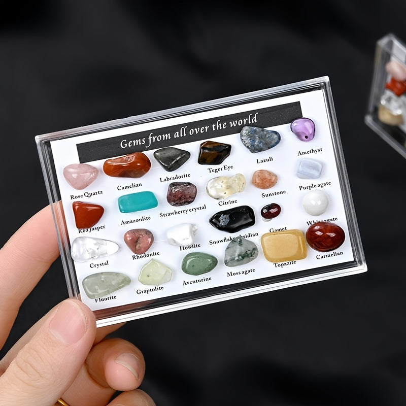 24pcs Natural Tiny Crystal Agate Stones Box Specimens