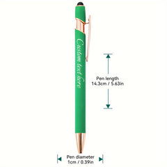 Green Laser Engraved Personalized Capacitor Pen Press Round Ball Pen