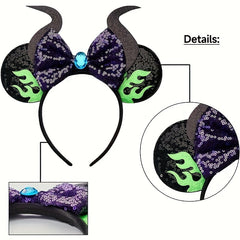 Mouse Ears Headband Bows Glitter Princess Decoration Cosplay Costume Girls