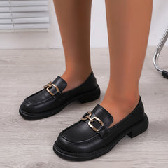 Women's Chain Decor Loafers Slip On Professional Shoes