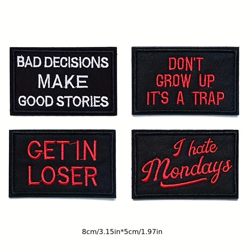 20pcs Red Letter Badge Cartoon Stickers Embroidered Chapter Patch Cloth Stickers