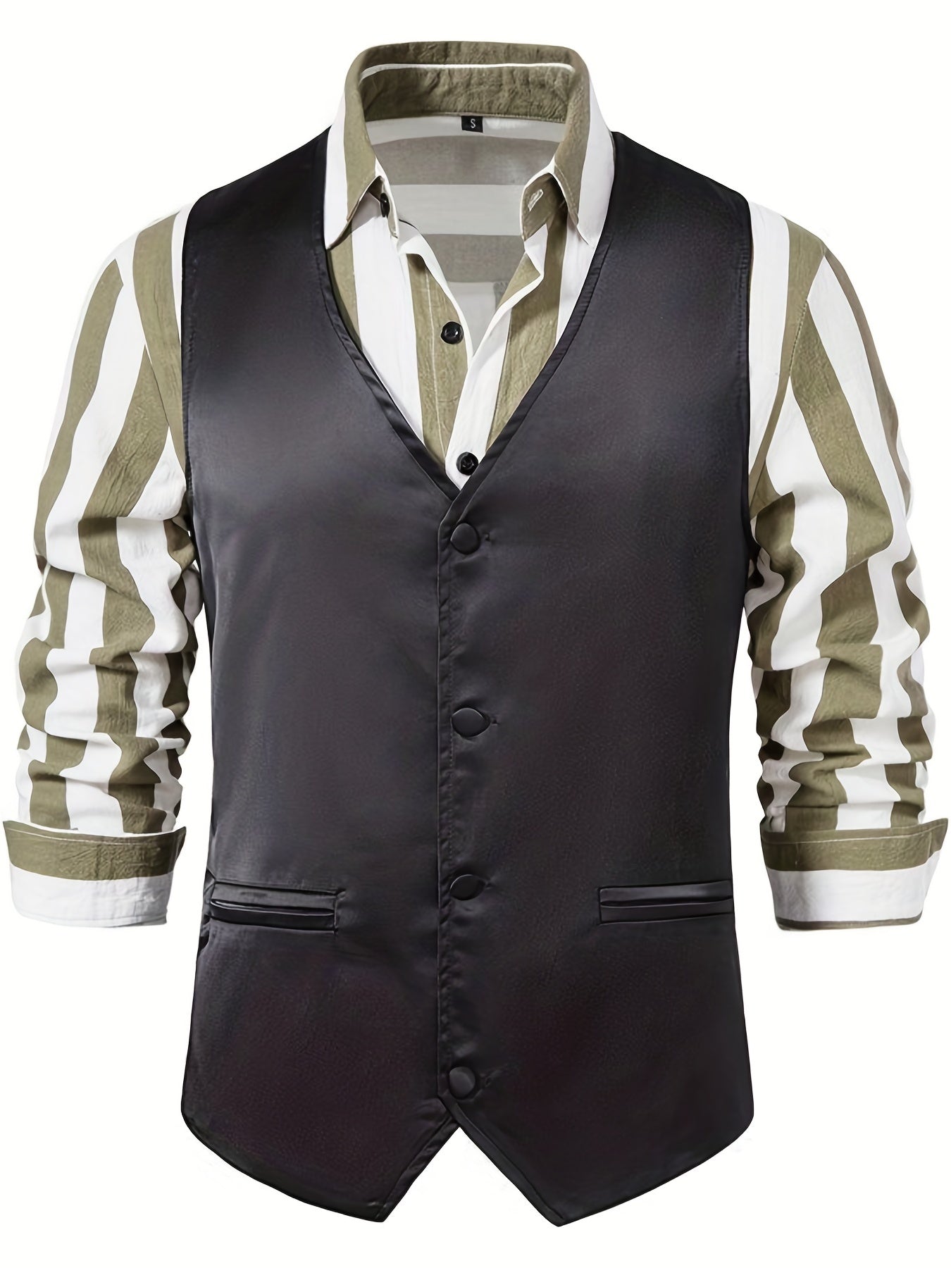 Men's Casual Slim Fit Western Vest Jacket V Neck Sleeveless Waistcoat