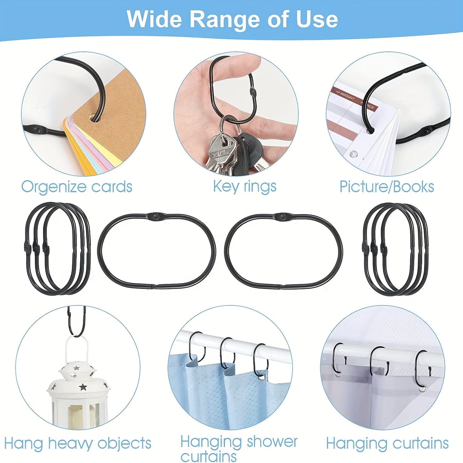 12pcs Rustproof Shower Curtain Hook for Bathroom Shower Rod