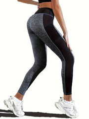 High Waist Skinny Yoga Pants with Mesh Stitching