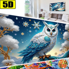 Snow Themed Owl Diamond Painting Kit for Adults Winter Scene