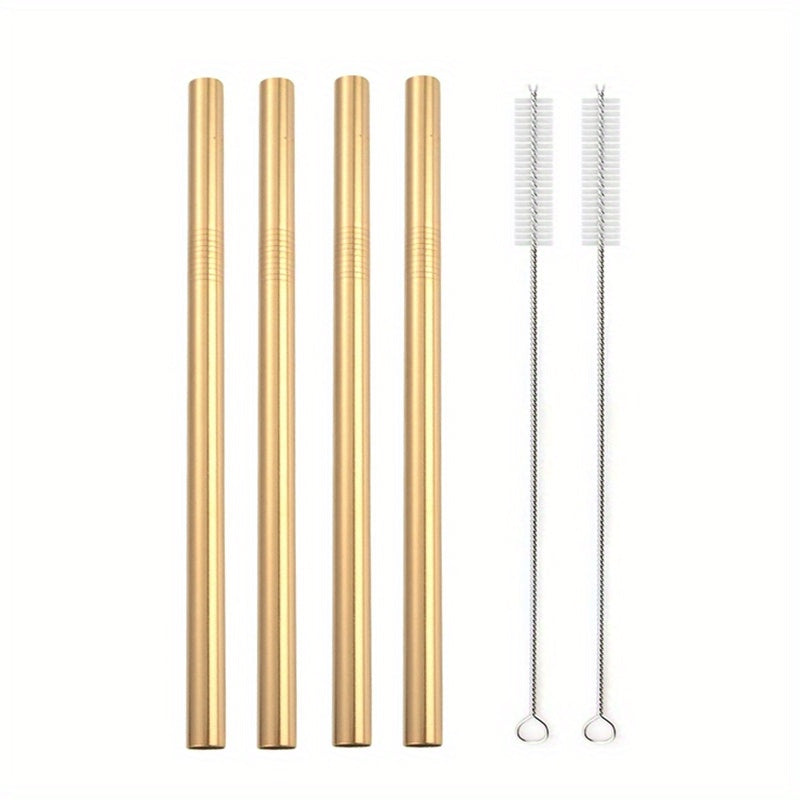 304 Stainless Steel Milk Tea Straw Set 12mm Straight Reusable Durable