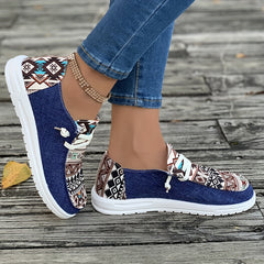 Vintage Geometric Print Slip On Casual Shoes for Women