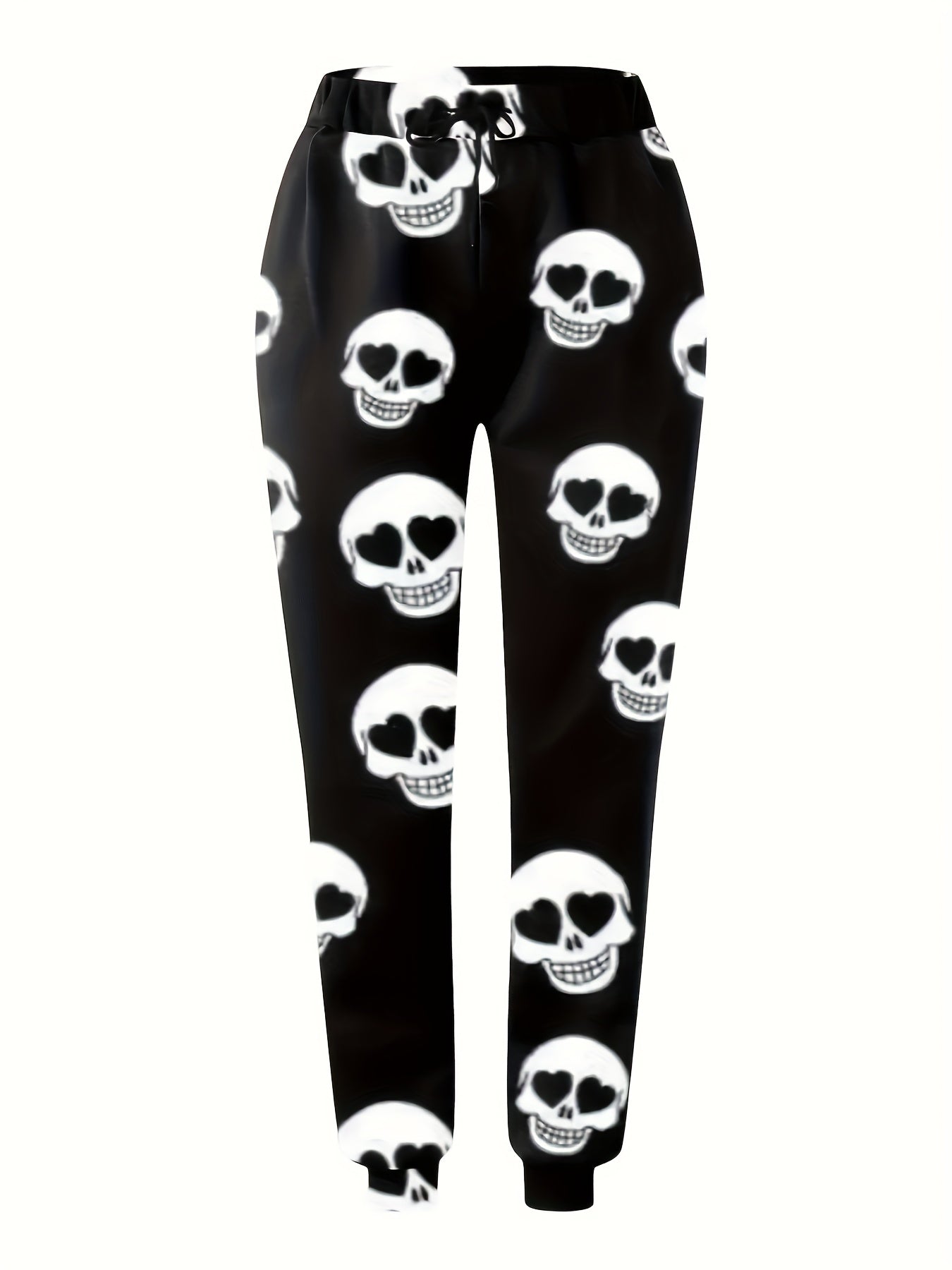  Funny Skull Print High Rise Jogger Pants