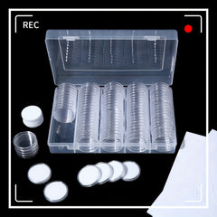100 Pcs 30mm Coin Capsules & 5 Sizes Gasket Holder Case with Organizer Box
