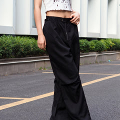  Solid High Rise Cargo Trousers