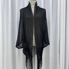 Bright Cape Hollow Out Tassel Bikini Cover Up Windproof Cardigan