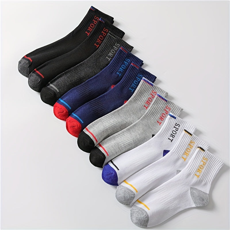 10 Pairs Letter Print Sports Socks Breathable Crew Socks Women's Stockings