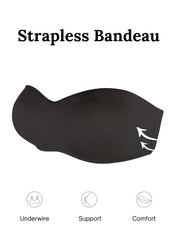 Strapless Underwire Bra w/ Removable Pads & Translucent Straps