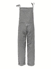 Striped Wide Leg Jumpsuit Dual Pockets Sleeveless Women's Clothing