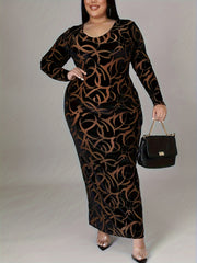  Graffiti Print Maxi Bodycon Dress