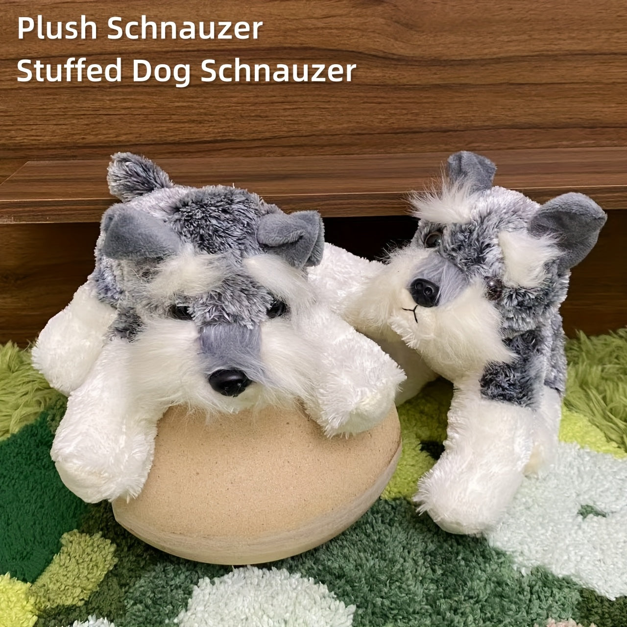 Realistic Soft Schnauzer Puppy Gray Teddy Bear Companion Plush