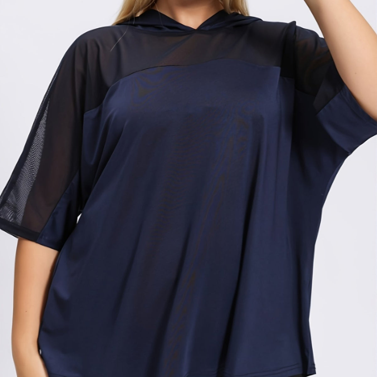 Mesh Short Sleeve Sports Top Semi Sheer Workout Top