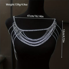 Rhinestone Shoulder Chain with Tassel for Wedding Dress