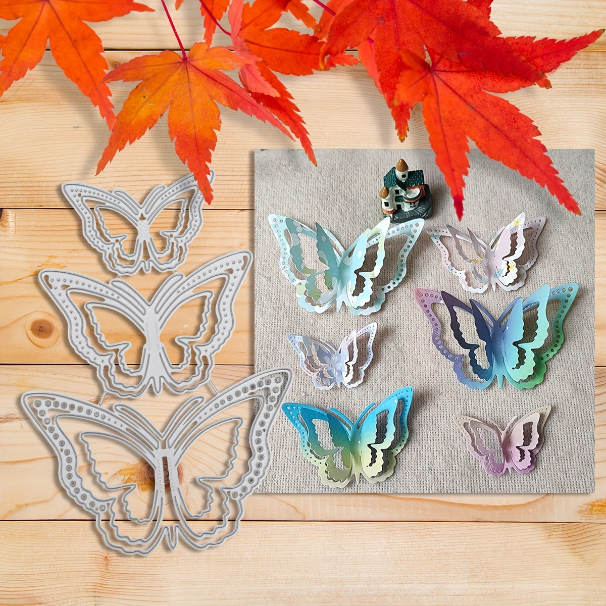 1pc Three Butterflies Metal Cutting Die For Card Making Scrapbook Diy Album Embo