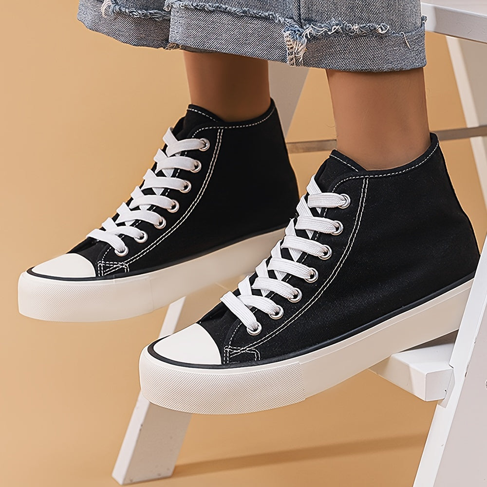 High Top Chunky Canvas Sneakers Lace Up Heighten