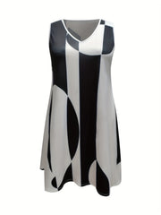  Anchor Print V Neck Tank Dress