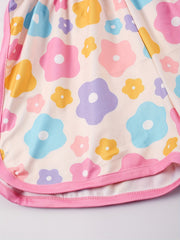 Toddler Girls Flowers Graphic Shoulder Bow Cami Rompers