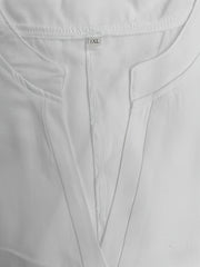  Solid Long Sleeve Notched Neck Tunic Top