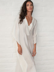  Solid Bat Sleeve V Neck Maxi Cover Up Dress