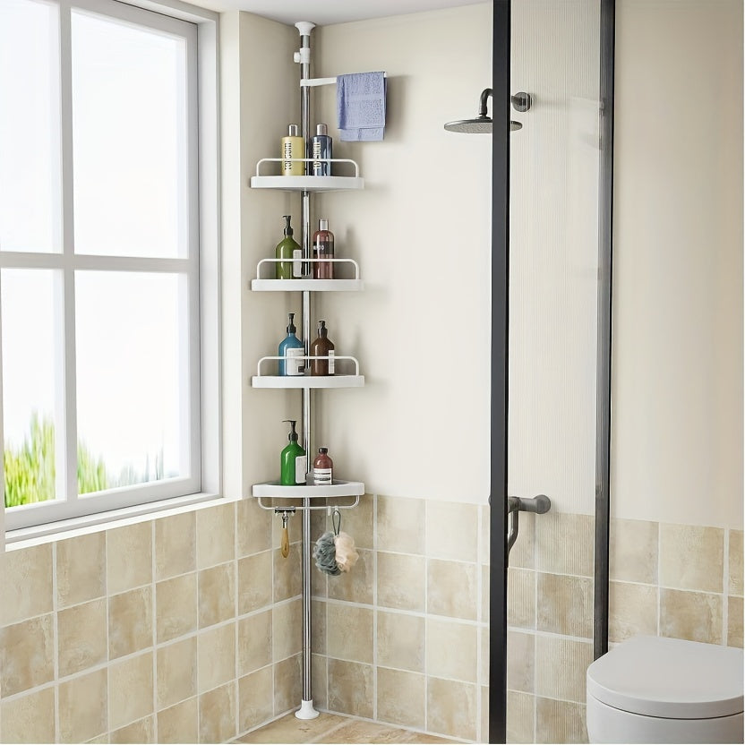 4 Tier Corner Shower Caddy Telescoping Rod Shower Rack