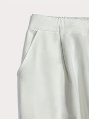  Solid Button Knee Length Elastic Waist Shorts