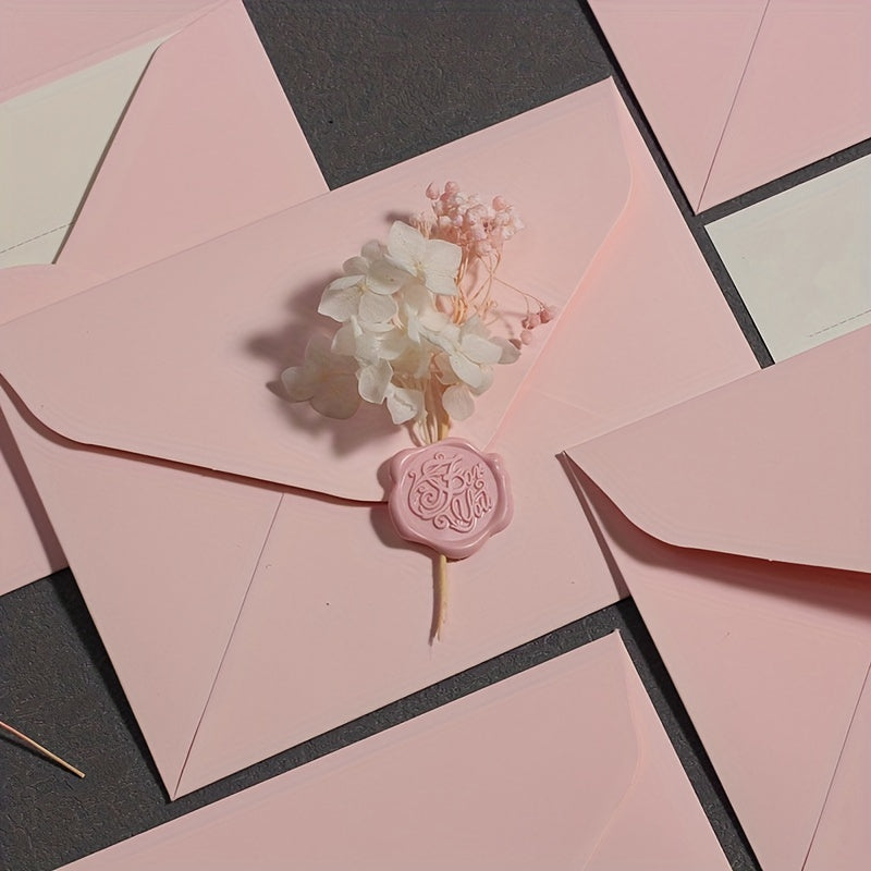 Romantic Pink Envelope Set with Love Letter Wax Seal Sticker